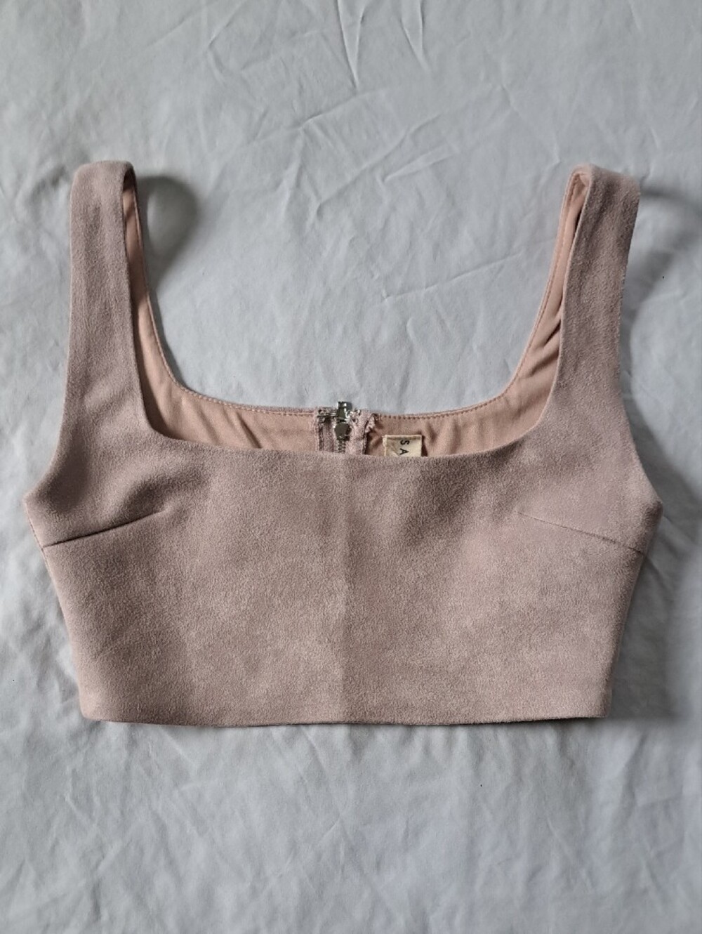​Salty By Andie Y Blush Pink Faux Suede Crop Tank Top M